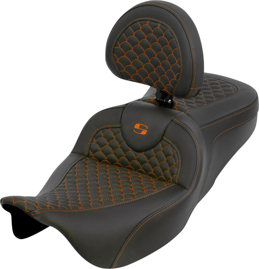 Saddlemen Roadsofa Orange Dragon Seat & Backrest for 2008-2025 Harley Touring