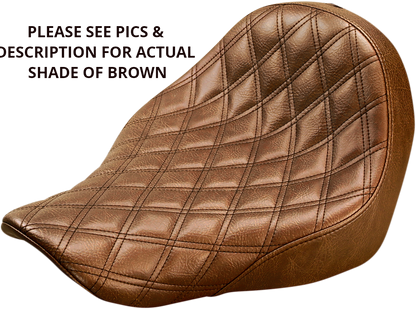 Saddlemen Renegade Brown Lattice Solo Seat for 2018-25 Harley Softail Low Rider
