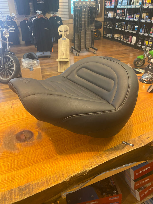 Mustang MX Tour Solo Stitched Seat Backrest for 2018-2024 Harley Softail Fat Bob