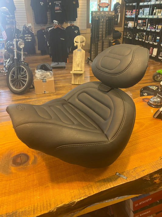 Mustang MX Tour Solo Stitched Seat Backrest for 2018-2024 Harley Softail Fat Bob
