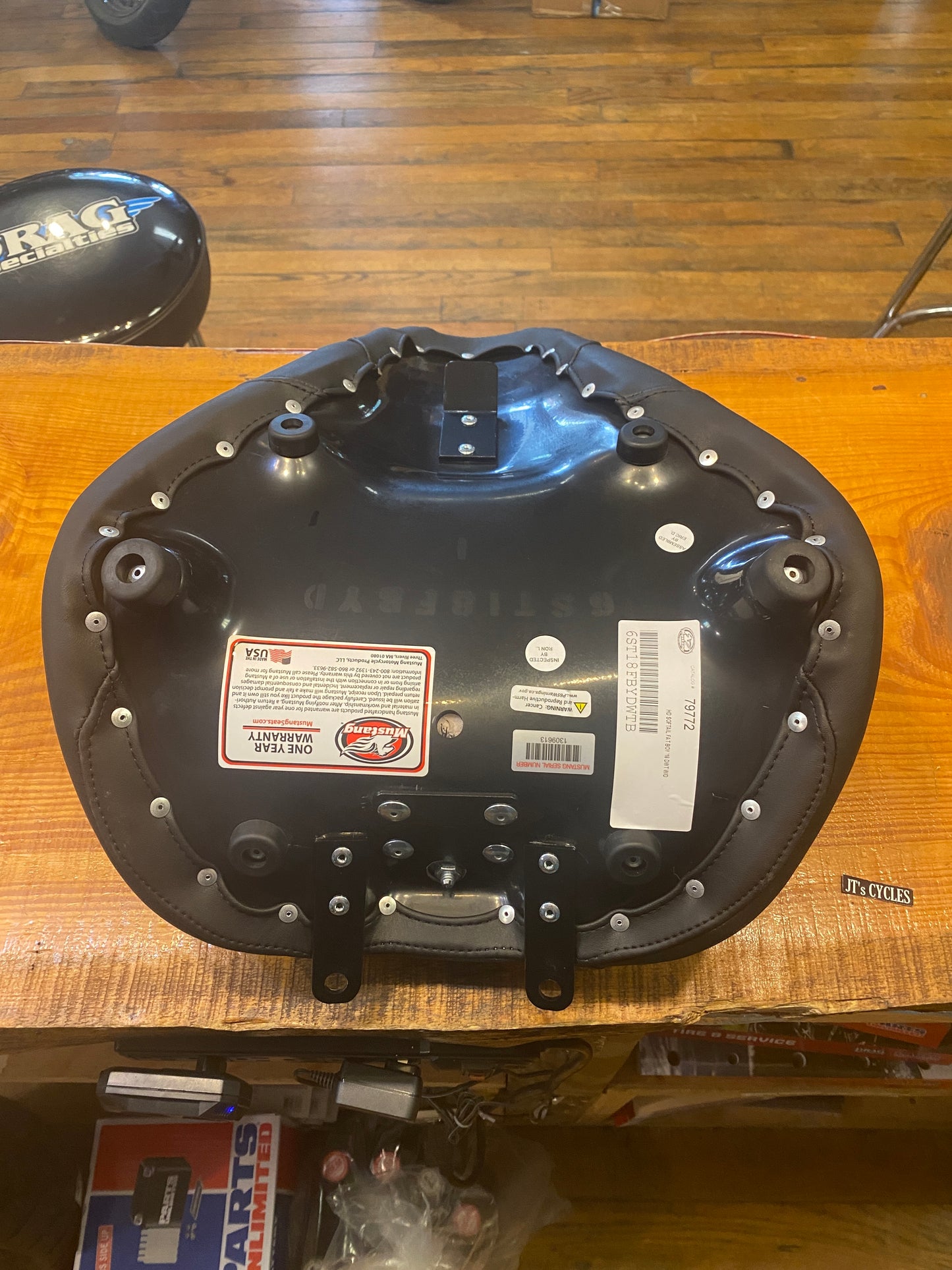 Mustang Wide Tripper Solo Seat & Backrest for 2018-2024 Harley Softail Fat Boy