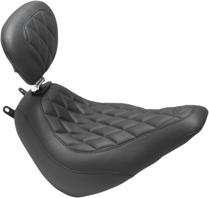 Mustang Wide Tripper Diamond Solo Seat & Backrest 18-24 Harley Softail Heritage