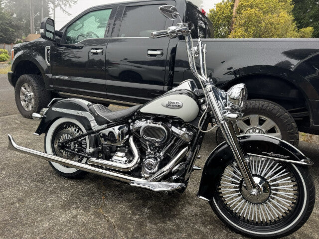 Le Pera Bare Bones White Diamond Solo Seat for 2018-24 Harley Softail FLHC FLDE