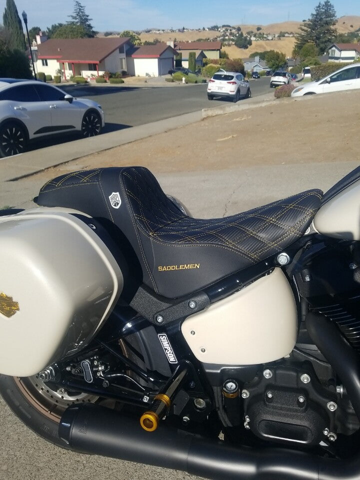 Saddlemen SDC Pro Series Gold Lattice Seat fits 2018-2025 Harley Softail FXLR