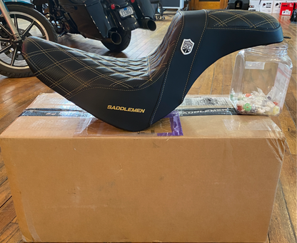 Saddlemen SDC Pro Series Gold Lattice Seat fits 2018-2025 Harley Softail FXLR