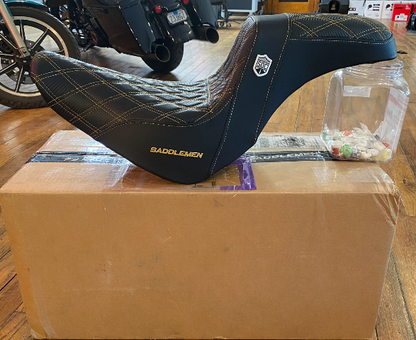Saddlemen SDC Pro Series Gold Lattice Seat fits 2018-2025 Harley Softail FXLR