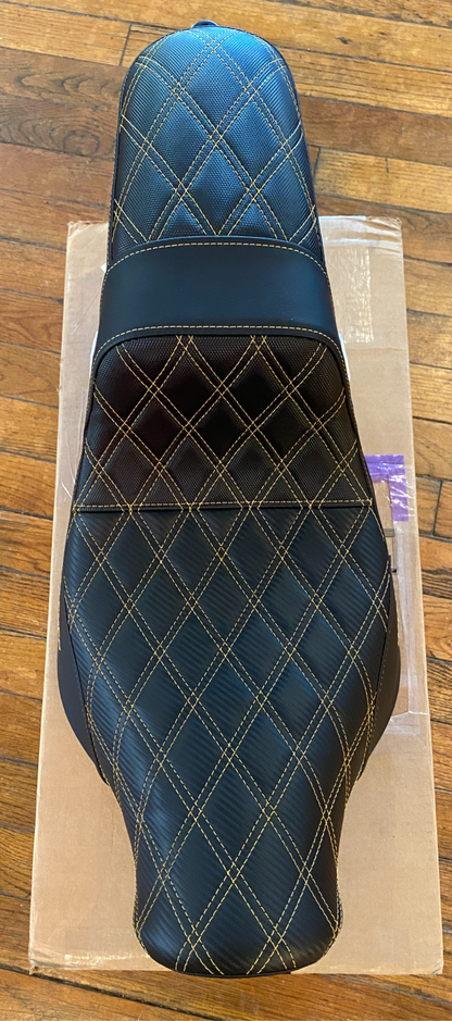 Saddlemen SDC Pro Series Gold Lattice Seat fits 2018-2025 Harley Softail FXLR