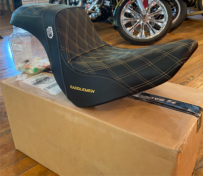 Saddlemen SDC Pro Series Gold Lattice Seat fits 2018-2025 Harley Softail FXLR