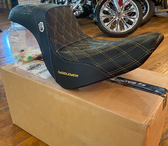 Saddlemen SDC Pro Series Gold Lattice Seat fits 2018-2025 Harley Softail FXLR