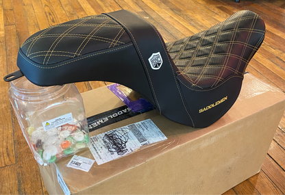 Saddlemen SDC Pro Series Gold Lattice Seat fits 2018-2025 Harley Softail FXLR