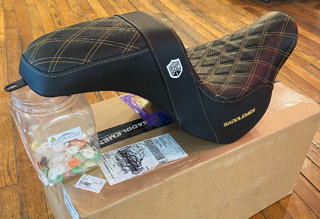 Saddlemen SDC Pro Series Gold Lattice Seat fits 2018-2025 Harley Softail FXLR