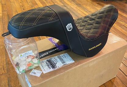 Saddlemen SDC Pro Series Gold Lattice Seat fits 2018-2025 Harley Softail FXLR