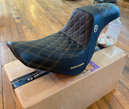 Saddlemen SDC Pro Series Gold Lattice Seat fits 2018-2025 Harley Softail FXLR