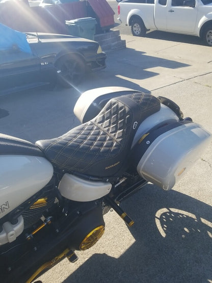 Saddlemen SDC Pro Series Gold Lattice Seat fits 2018-2025 Harley Softail FXLR