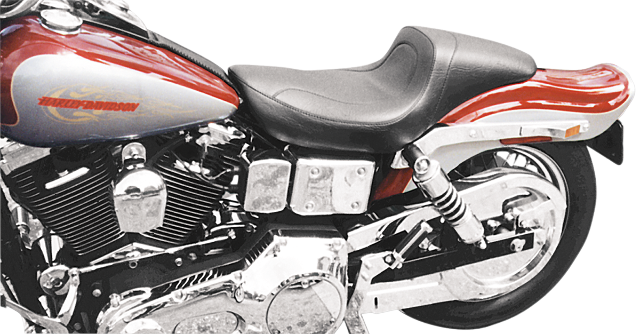 Mustang Fastback Black Vinyl 2-Up Motorcycle Seat 1996-2003 Harley Dyna FXD