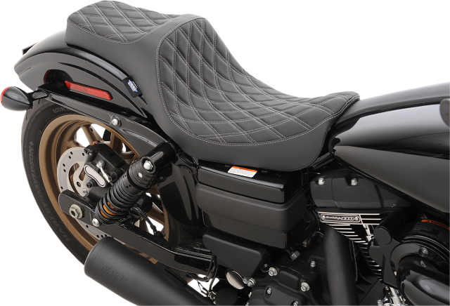 Drag Specialties Silver Diamond Stitch Predator Seat for 2006-2017 Harley Dyna