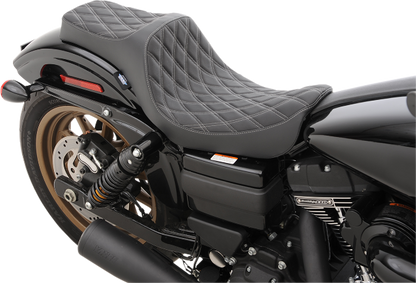 Drag Specialties Silver Diamond Stitch Predator Seat for 2006-2017 Harley Dyna