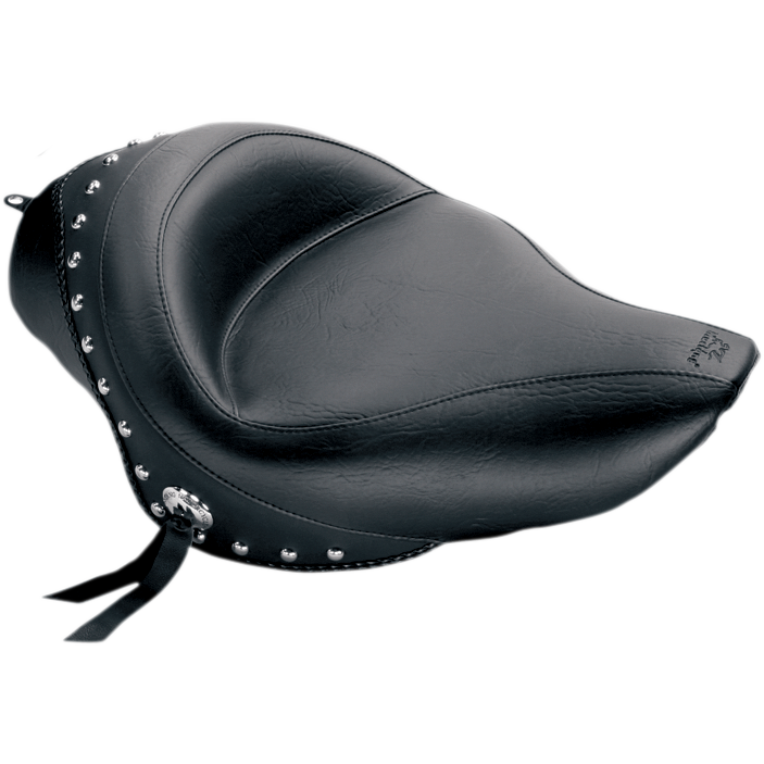 Mustang Wide Studded Solo Seat for 2004-21 Harley Sportster with 3.3 Gallon Tank