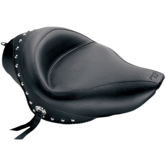 Mustang Wide Studded Solo Seat for 2004-21 Harley Sportster with 3.3 Gallon Tank