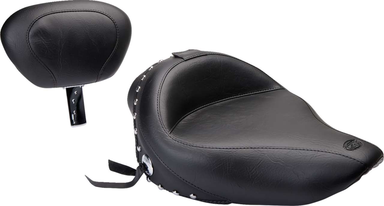 Mustang Wide Studded Solo Seat for 2004-21 Harley Sportster with 3.3 Gallon Tank