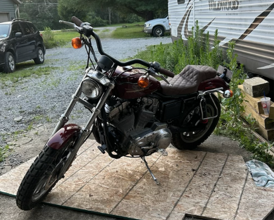 Saddlemen Brown Lattice Stitched Step Up Seat 1979-2003 Harley Sportster XL XLH