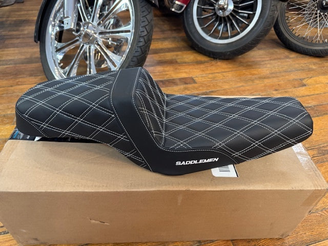 Saddlemen Step Up White Lattice Gel Seat fits 2004-2022 Harley Sportster 3.3Gal