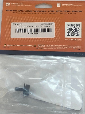 Saddlemen Single Black 1/4"-28 Rear Motorcycle Seat Mounting Knob Bolt Screw