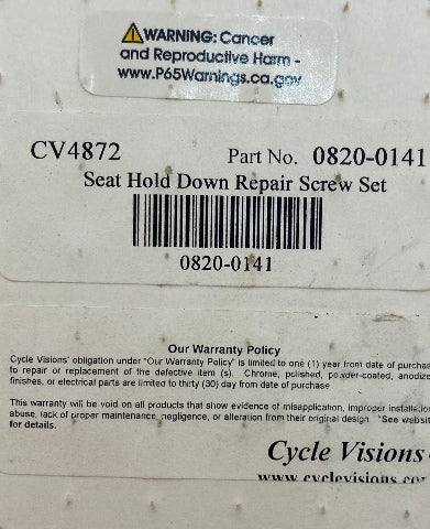 Cycle Visions 1/4-20 Universal Motorcycle Driver Seat Hold Down Bolt Kit