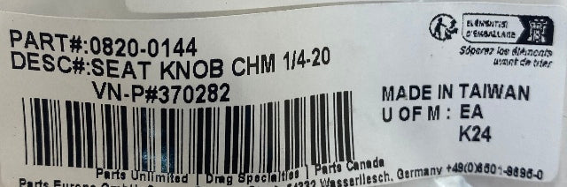 Drag Specialties Chrome 1/4-20 Seat to Fender Mount Knob Bolt Harley Davidson