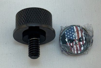 Figurati Skull USA Flag Black 1/4"-20 Seat Bolt Knob for 1965-22 Harley Davidson