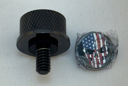 Figurati Skull USA Flag Black 1/4"-20 Seat Bolt Knob for 1965-22 Harley Davidson