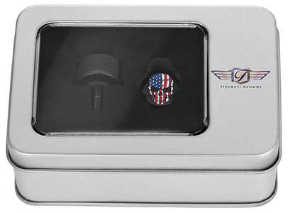 Figurati Skull USA Flag Black 1/4"-20 Seat Bolt Knob for 1965-22 Harley Davidson