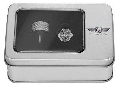 Figurati B&W Skull USA Flag 1/4"-20 Seat Bolt Knob for 1965-2022 Harley Davidson