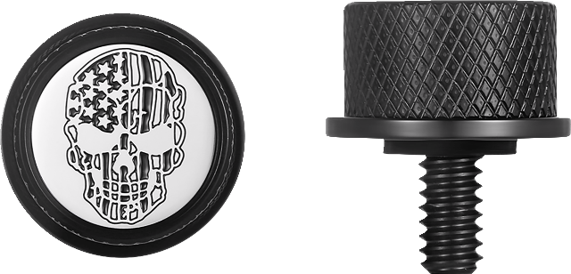 Figurati B&W Skull USA Flag Black 1/4"-20 Seat Bolt Knob for 1965-2022 Harley