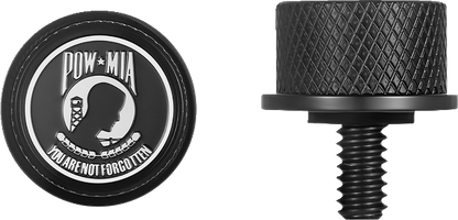 Figurati B&W POW-MIA Black 1/4"-20 Seat Bolt Knob for 1965-2022 Harley Davidson