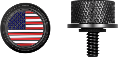Figurati USA Flag Black 1/4"-20 Seat Bolt Knob for 1965-22 Harley Davidson