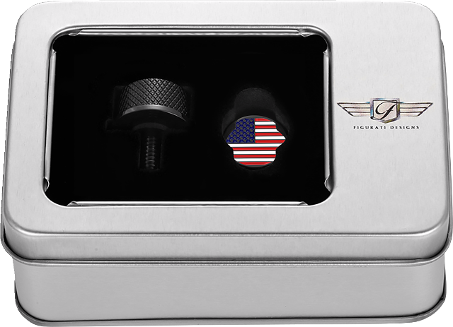 Figurati USA Flag Black 1/4"-20 Seat Bolt Knob for 1965-22 Harley Davidson
