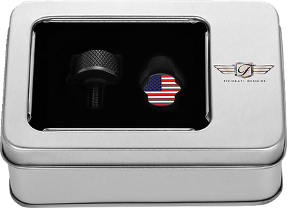Figurati USA Flag Black 1/4"-20 Seat Bolt Knob for 1965-22 Harley Davidson