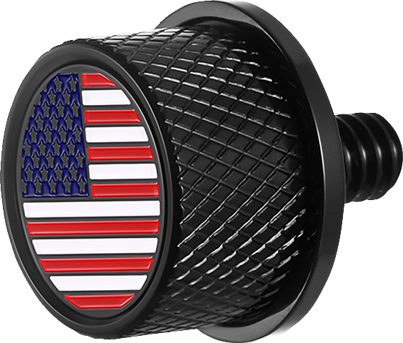 Figurati USA Flag Black 1/4"-20 Seat Bolt Knob for 1965-22 Harley Davidson