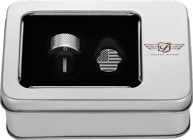 Figurati Designs B&W USA Flag 1/4"-20 Seat Bolt Knob for 1965-22 Harley Davidson