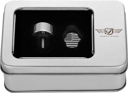 Figurati Designs B&W USA Flag 1/4"-20 Seat Bolt Knob for 1965-22 Harley Davidson