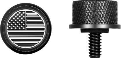Figurati B&W USA Flag Black 1/4"-20 Seat Bolt Knob for 1965-22 Harley Davidson