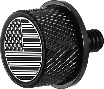 Figurati B&W USA Flag Black 1/4"-20 Seat Bolt Knob for 1965-22 Harley Davidson