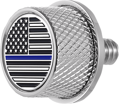 Figurati Blue Line USA Flag 1/4"-20 Seat Bolt Knob for 1965-22 Harley Davidson