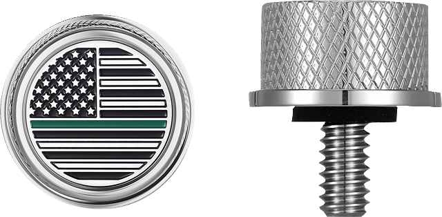Figurati Green Line USA Flag 1/4"-20 Seat Bolt Knob for 1965-22 Harley Davidson