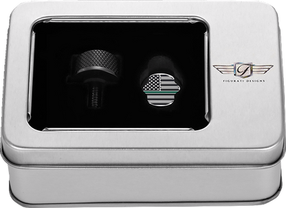 Figurati Green Line USA Flag Black 1/4"-20 Seat Bolt Knob for 1965-2022 Harley