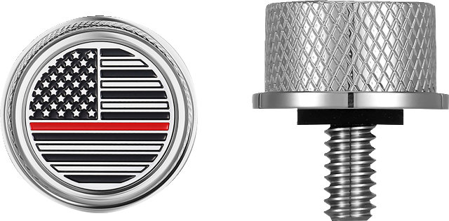 Figurati Red Line USA Flag 1/4"-20 Seat Bolt Knob for 1965-2022 Harley Davidson