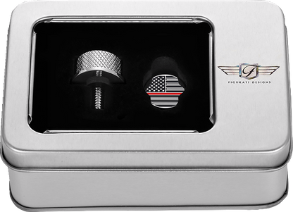 Figurati Red Line USA Flag 1/4"-20 Seat Bolt Knob for 1965-2022 Harley Davidson