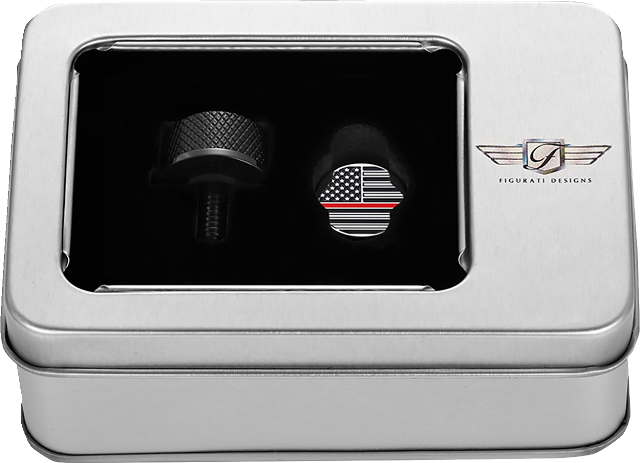 Figurati Red Line USA Flag Black 1/4"-20 Seat Bolt Knob for 1965-2022 Harley