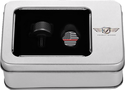 Figurati Red Line USA Flag Black 1/4"-20 Seat Bolt Knob for 1965-2022 Harley